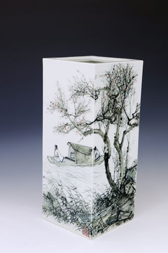 熊暉-鑲器釉下彩《高士出游圖》 熊暉-鑲器釉下彩《高士出游圖》