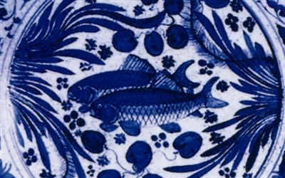 圖3日本松岡美術館藏元青花大盤(局部) 圖3日本松岡美術館藏元青花大盤(局部)